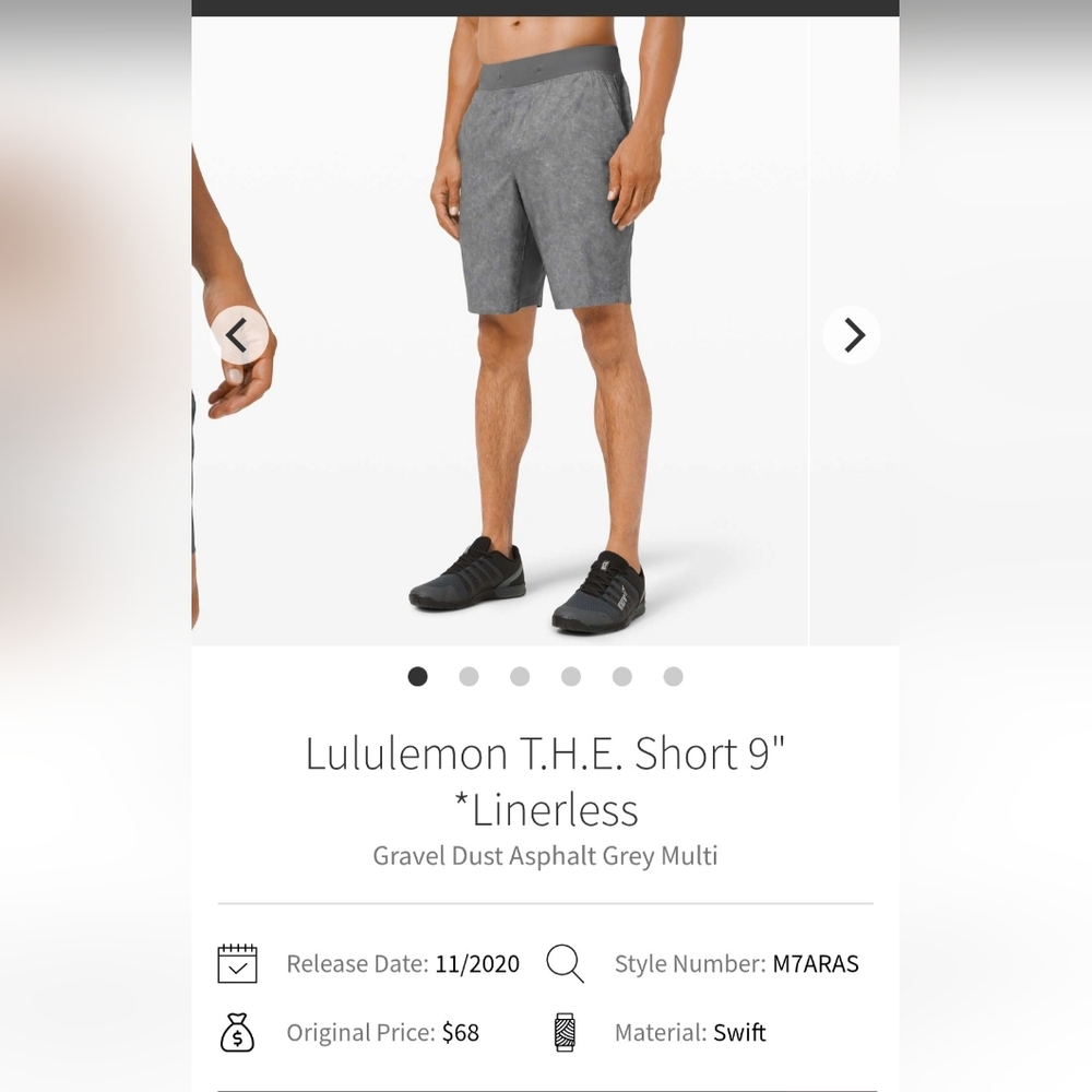 Lululemon Mens THE Short 9" Linerless Shorts